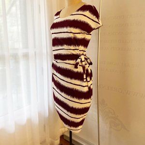 NWOT Willowmore Asymmetrical Burgundy and White Striped Dress